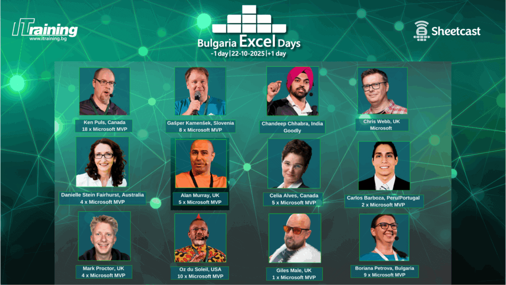 Водещи Microsoft MVP експерти и YouTube звезди идват в София за Bulgaria Excel Days 2025 – конференция и 6 мастъркласа с визионери от 4 континента!