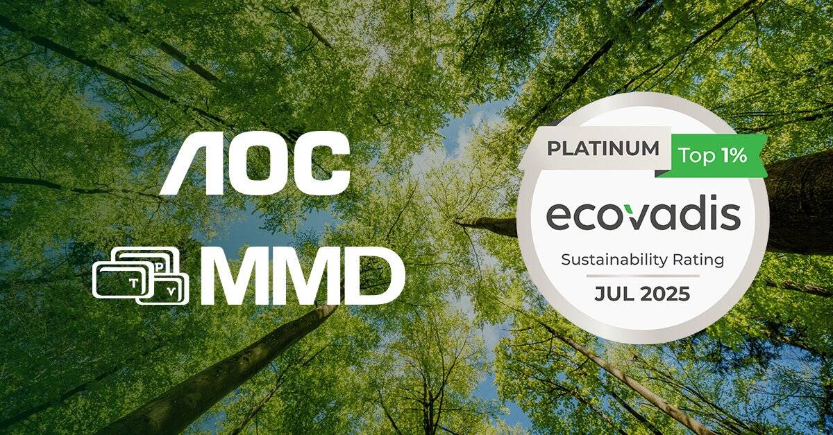 TPV Technology получи платинен медал от EcoVadis и влезе в топ 1% на най-устойчивите компании в света – признание за AOC и MMD.