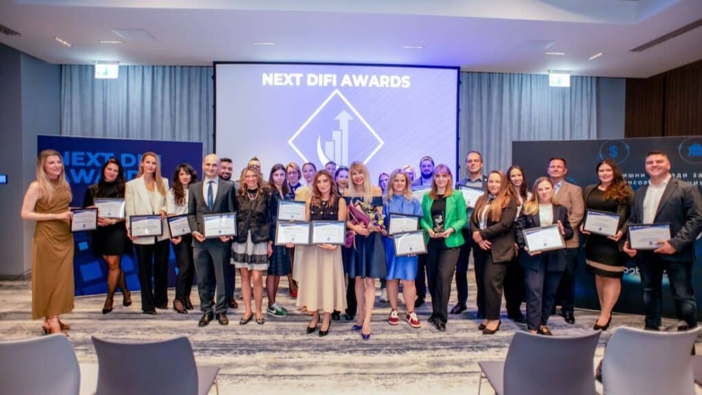 NEXT DIFI AWARDS 2025 отличи Банка ДСК, Tavex, Evrotrust, Iuvo и други компании за иновации във финансовия сектор. Церемонията отличи най-добрите постижения в банкирането, финтеха и образованието.