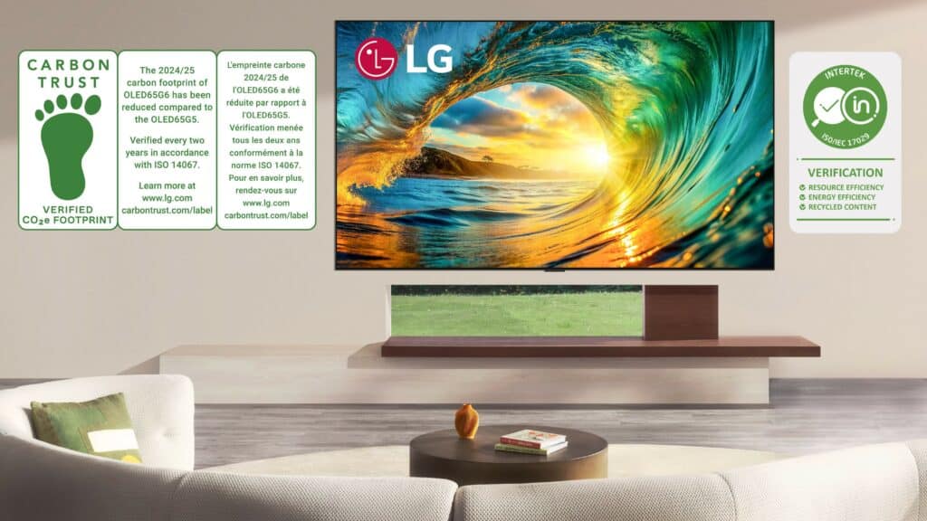 LG телевизорите за 2026 г. получиха еко-сертификати от Carbon Trust, Intertek и E-Cycle Governance за устойчивост и ресурсна ефективност.