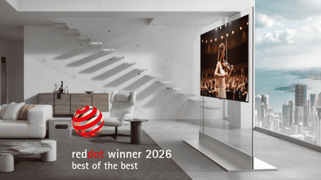 LG Electronics спечели 27 отличия на Red Dot Award 2026, включително „Best of the Best“ за LG OLED evo W6 Wallpaper телевизор.